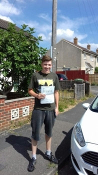 Well done Tyler passing on his first attempt with Martin´s Driving School with just 2 minors!